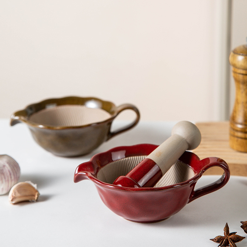 Baby Food Grinding Bowl - Yaratıcı sırlı renk değiştiren saplı öğütme