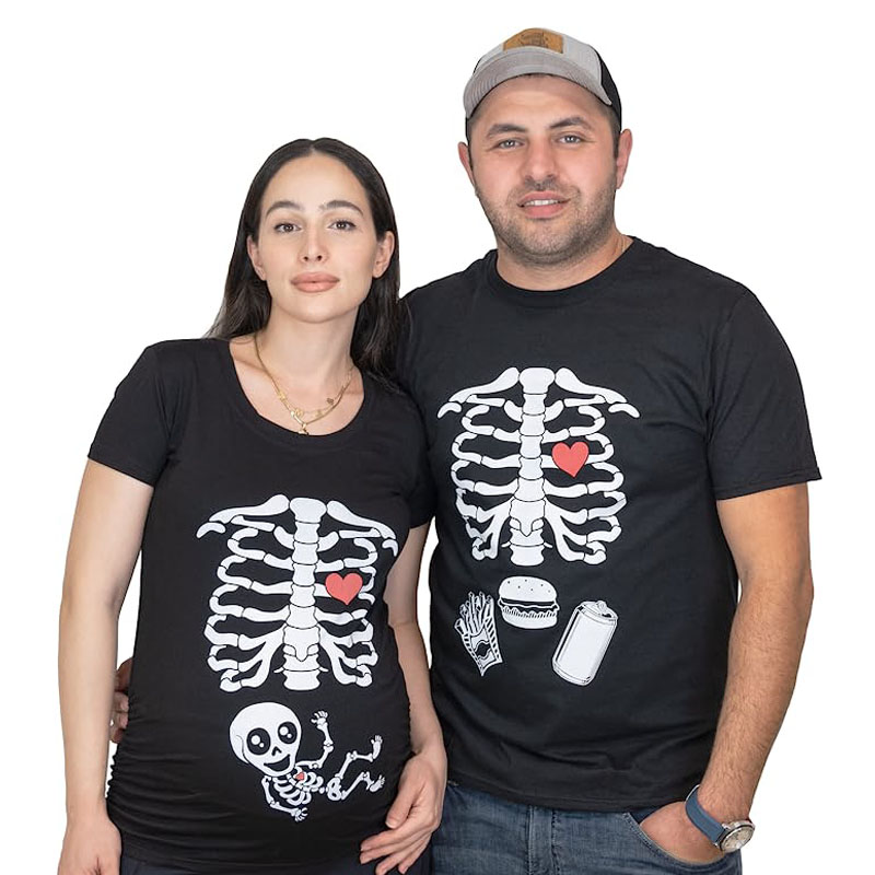 Baby Food Intake - Annelik Cadılar Bayramı İskelet T-Shirt Çift